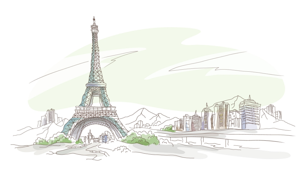 Eiffel Tower Drawing for 1024 x 600 widescreen resolution