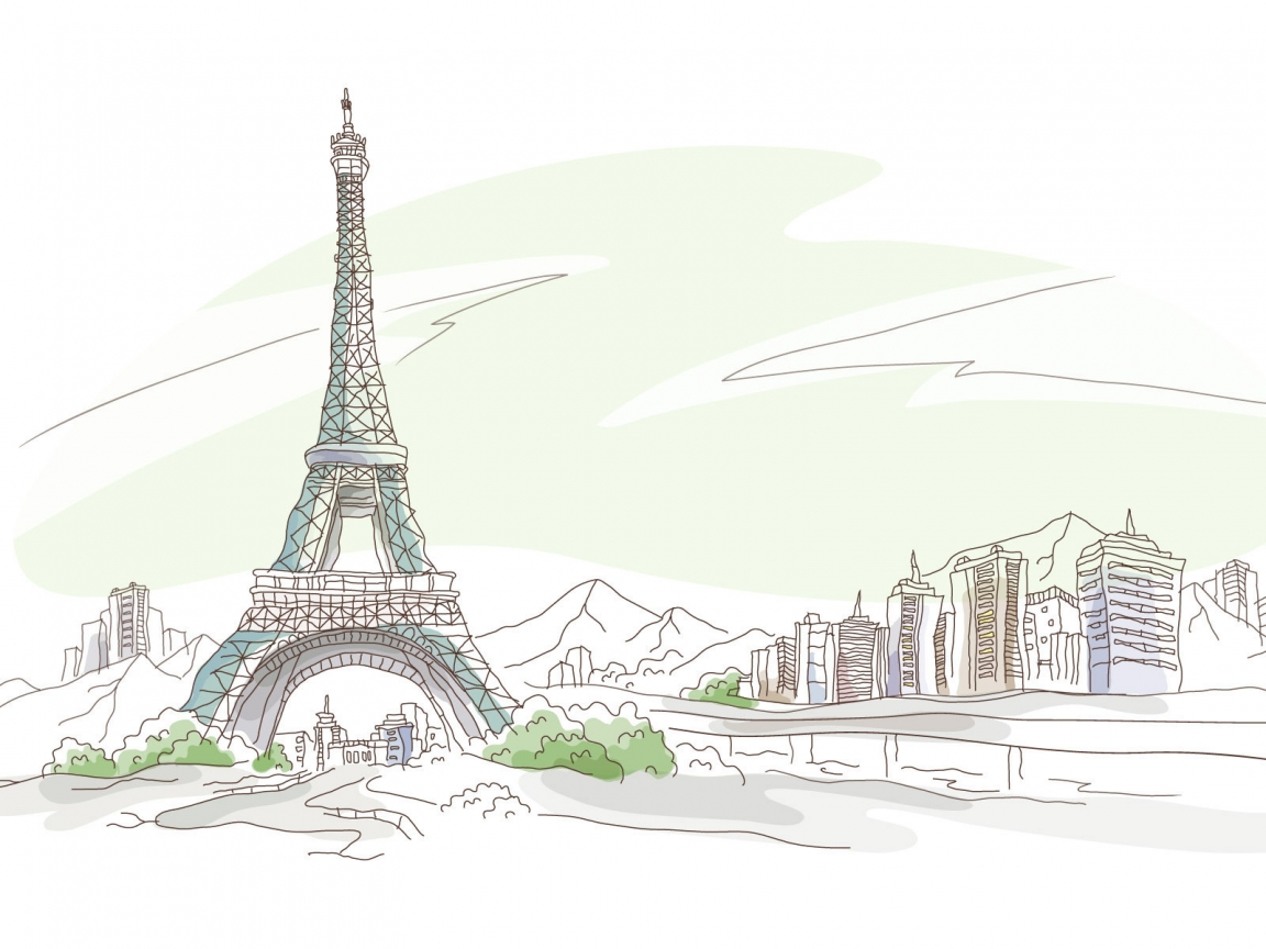 Eiffel Tower Drawing for 1152 x 864 resolution