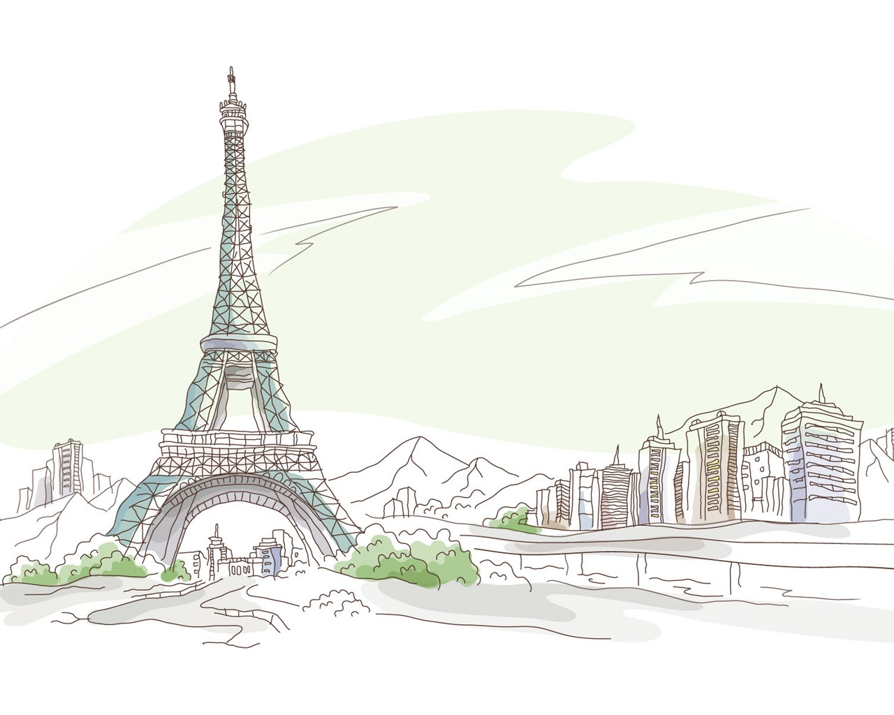 Eiffel Tower Drawing for 1280 x 1024 resolution