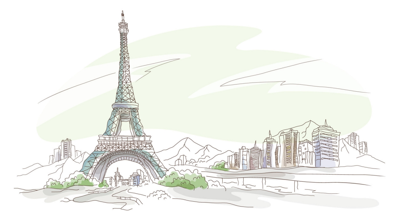 Eiffel Tower Drawing for 1280 x 720 HDTV 720p resolution