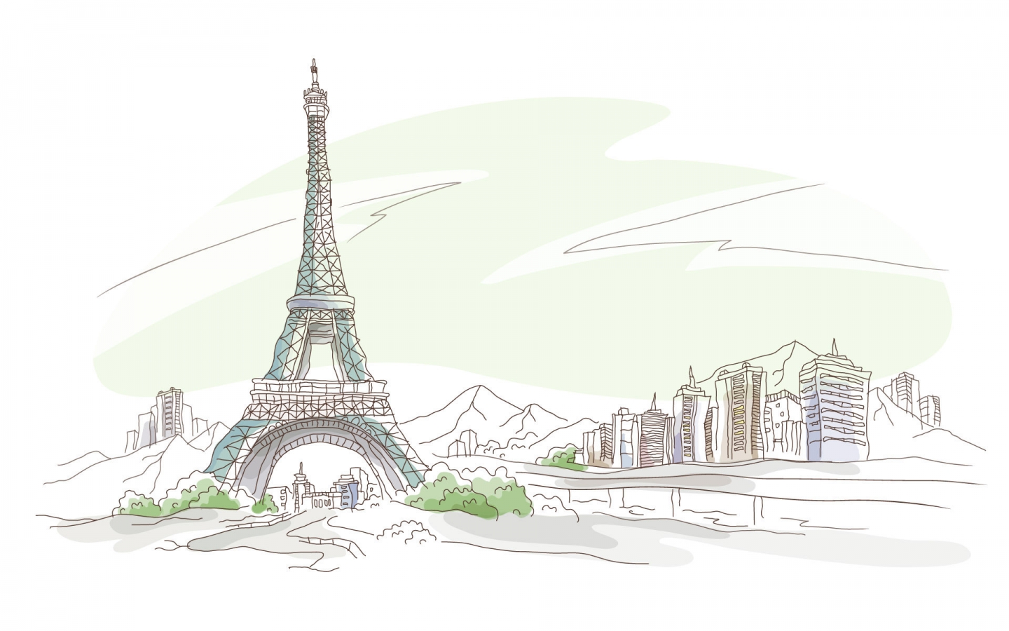Eiffel Tower Drawing for 1440 x 900 widescreen resolution