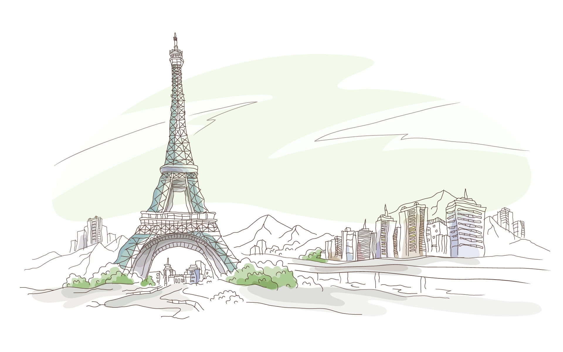 Eiffel Tower Drawing for 1920 x 1200 widescreen resolution