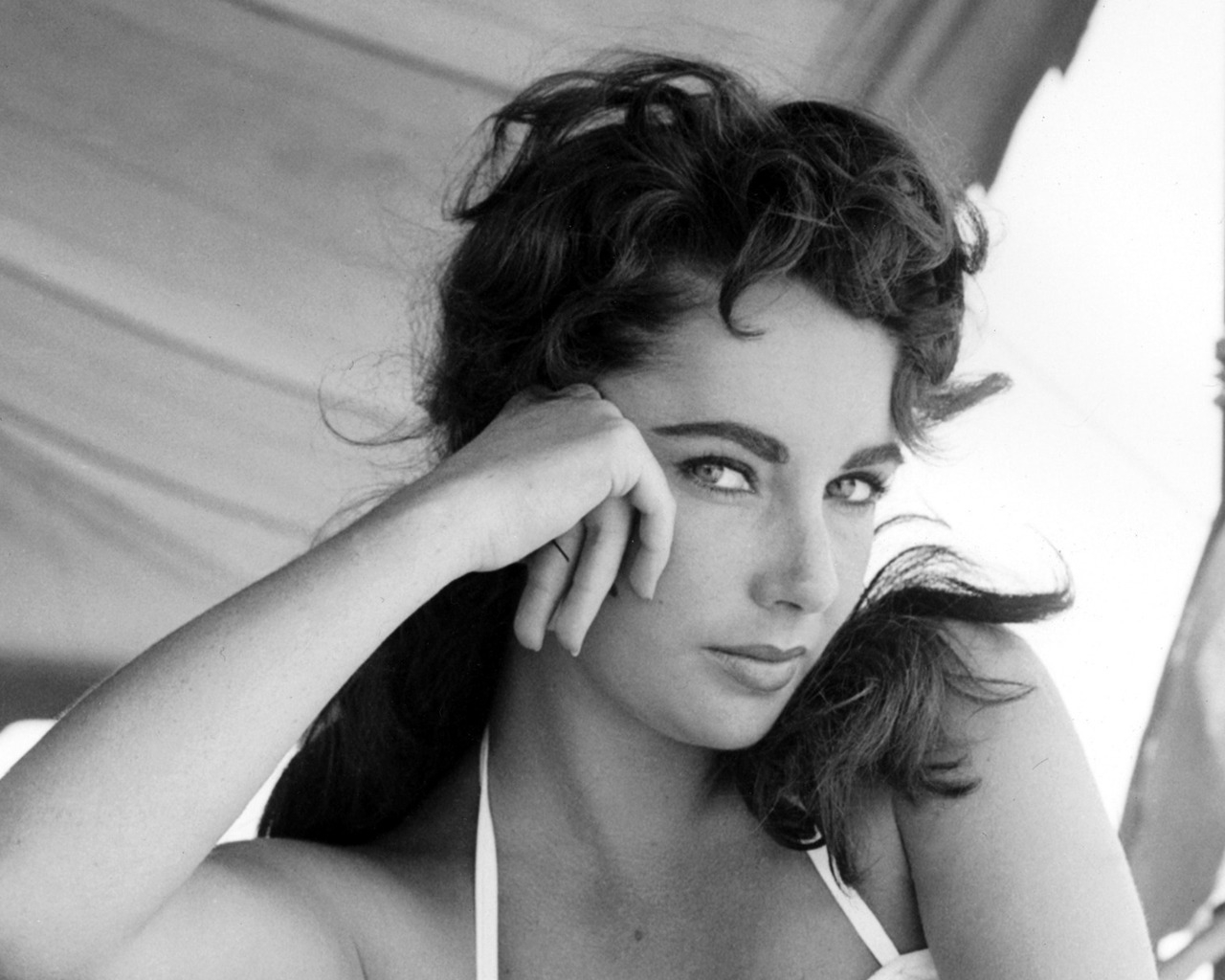 Elizabeth Taylor Black and White for 1280 x 1024 resolution