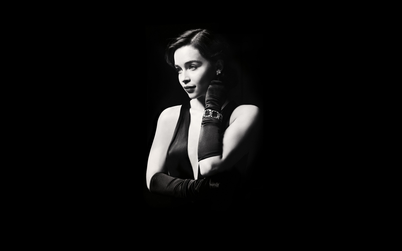 Emilia Clarke Black White for 1280 x 800 widescreen resolution