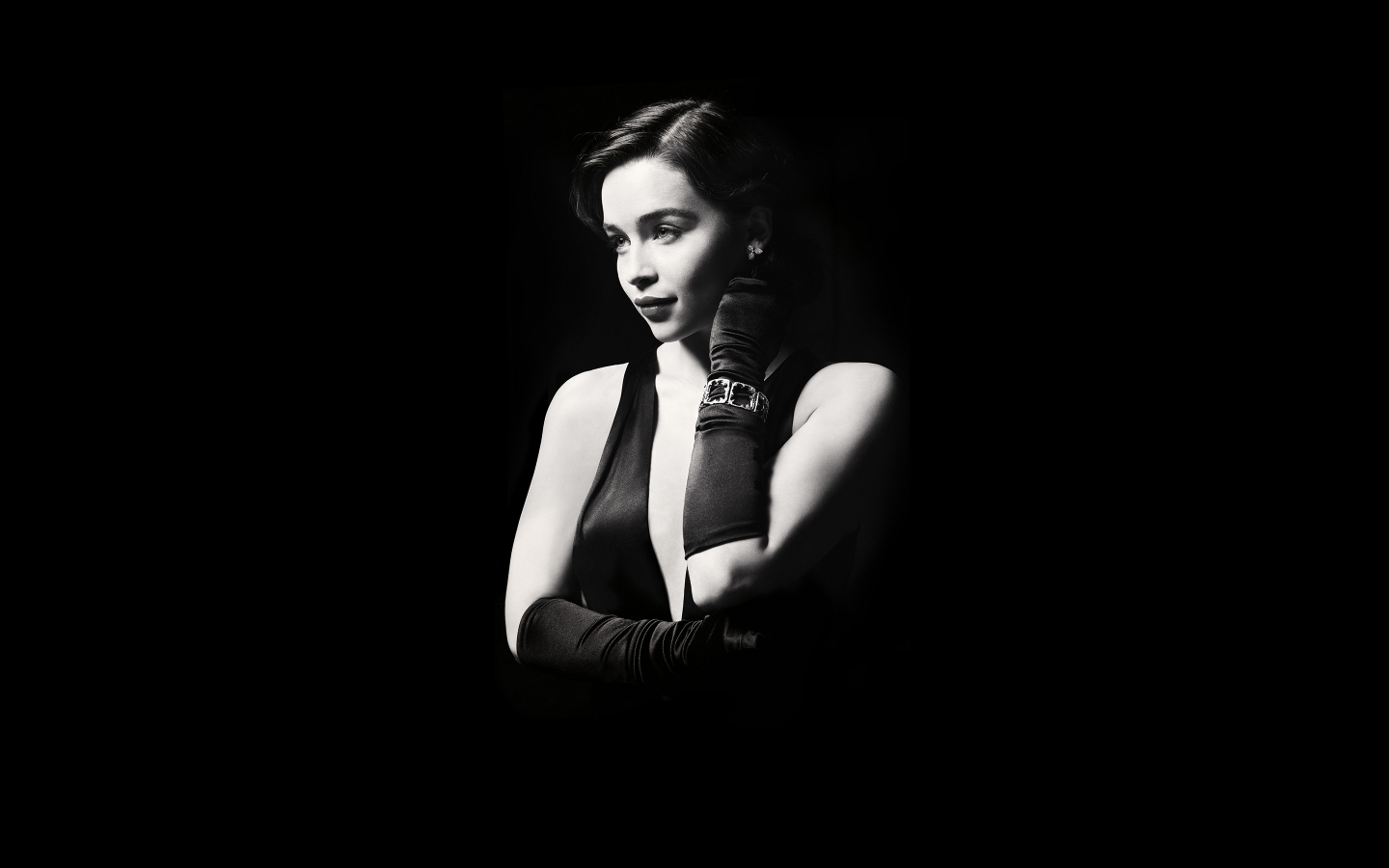 Emilia Clarke Black White for 1440 x 900 widescreen resolution