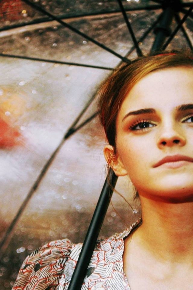 Emma Watson Umbrella for 640 x 960 iPhone 4 resolution