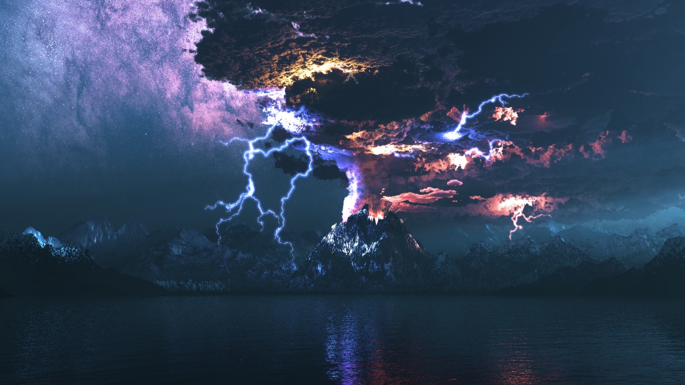 Eruption of a Volcano for 1366 x 768 HDTV resolution