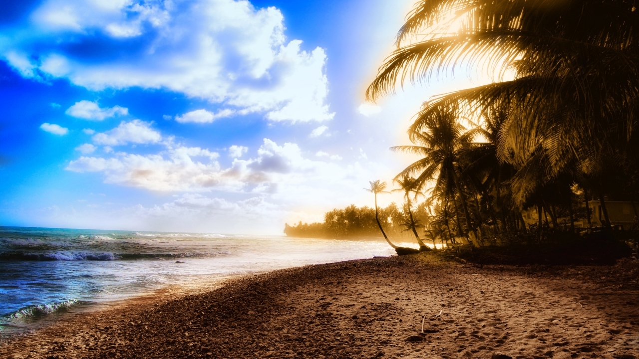 Exotic beach for 1280 x 720 HDTV 720p resolution