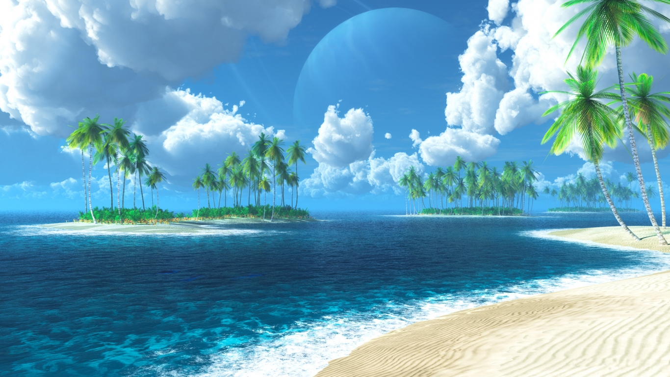 Exotic Ocean Island for 1366 x 768 HDTV resolution
