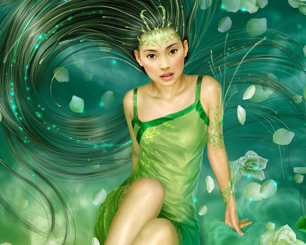 Fantasy Girl Green for 1280 x 1024 resolution
