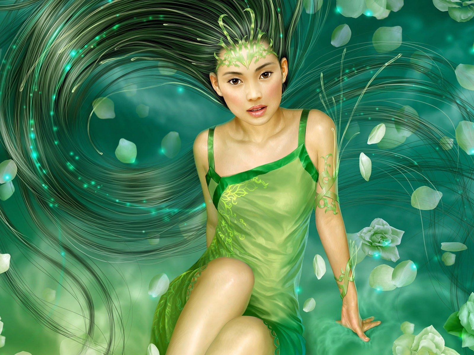 Fantasy Girl Green for 1600 x 1200 resolution