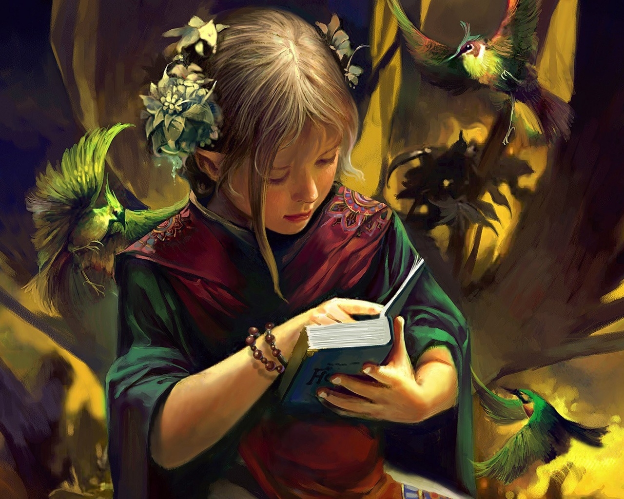 Fantasy Girl Reading for 1280 x 1024 resolution