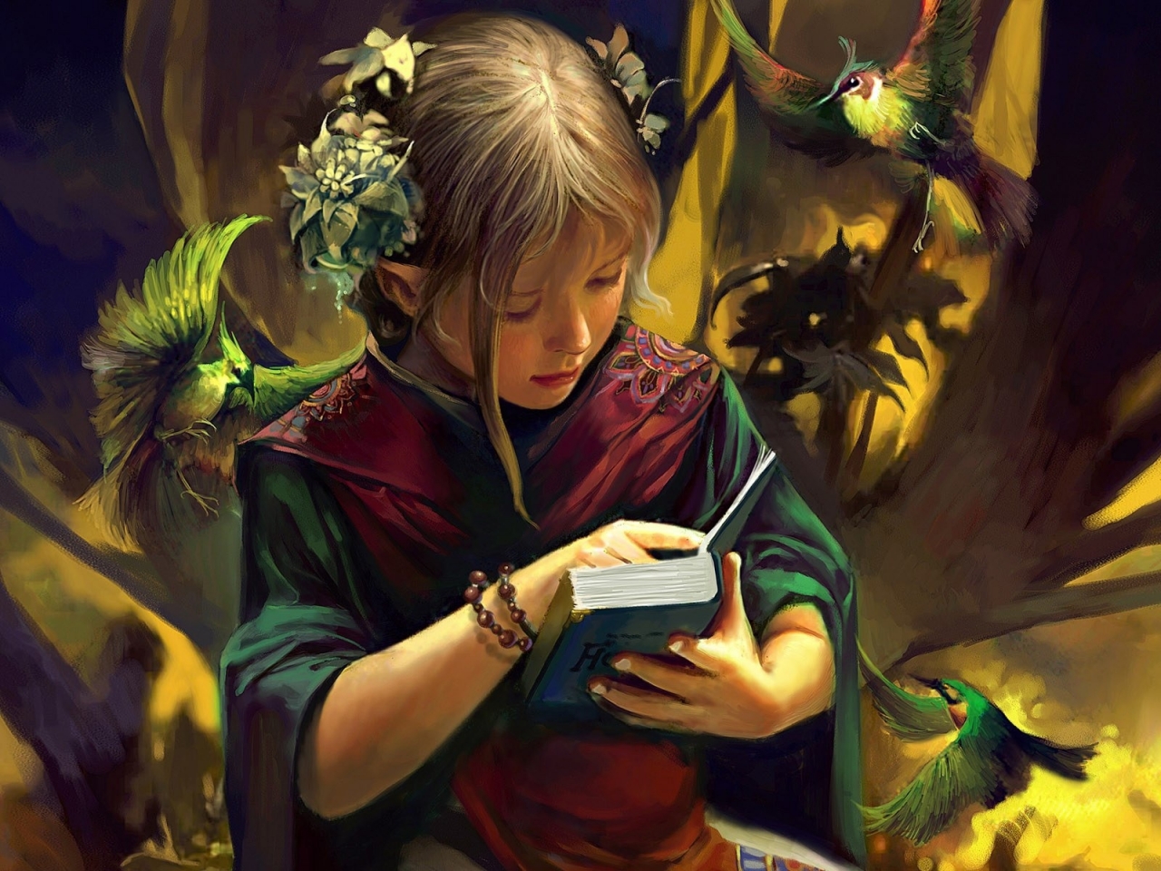 Fantasy Girl Reading for 1280 x 960 resolution