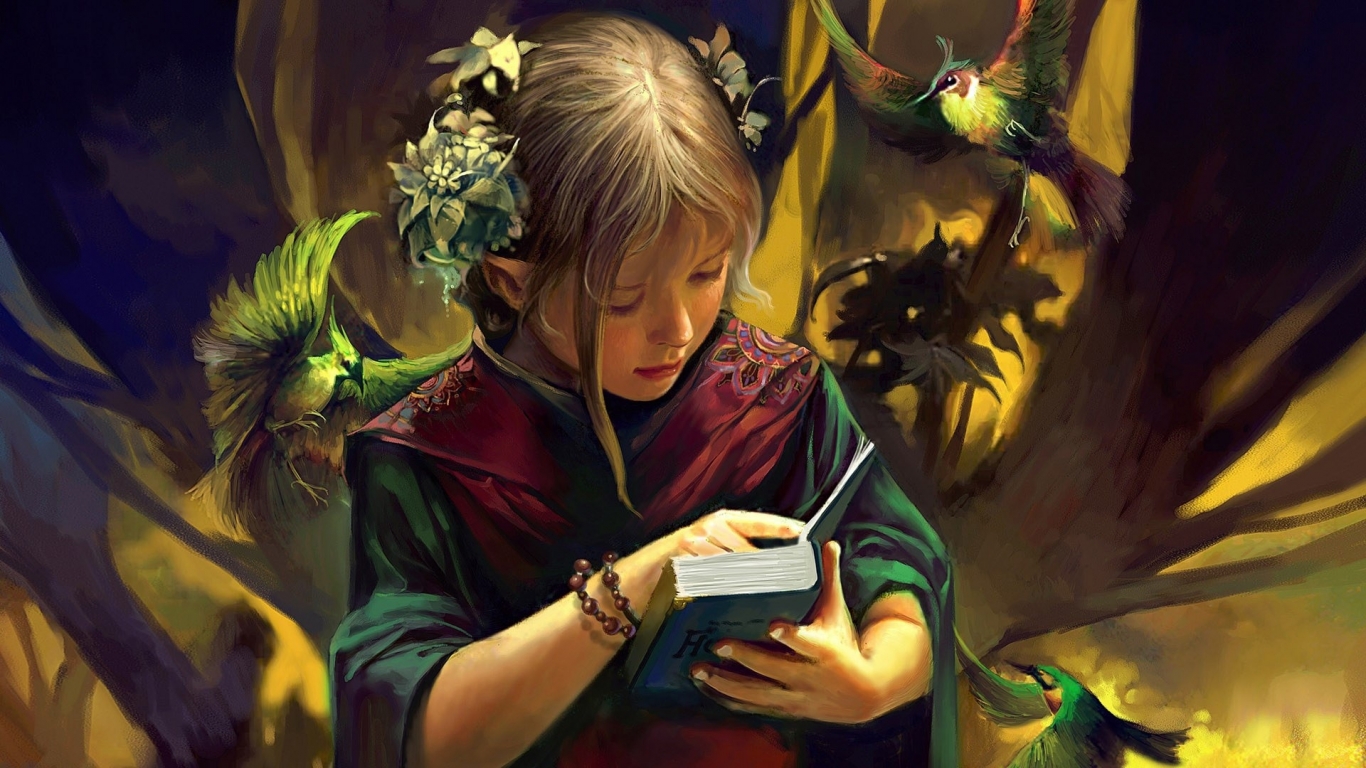 Fantasy Girl Reading for 1366 x 768 HDTV resolution