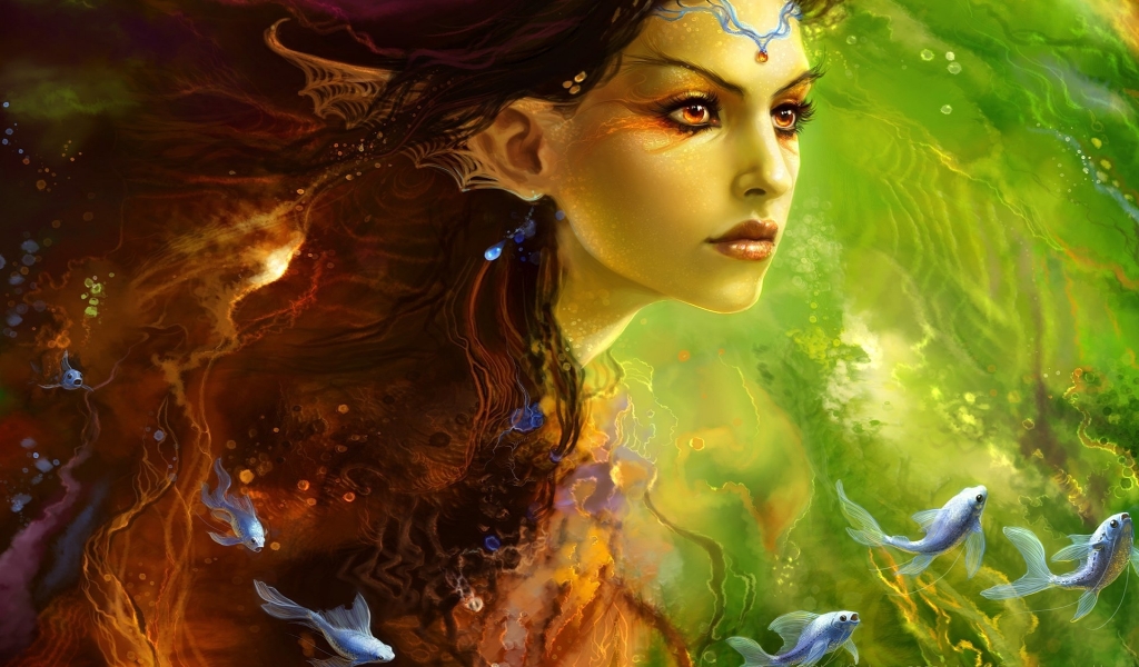 Fantasy Girl Siren Princess for 1024 x 600 widescreen resolution