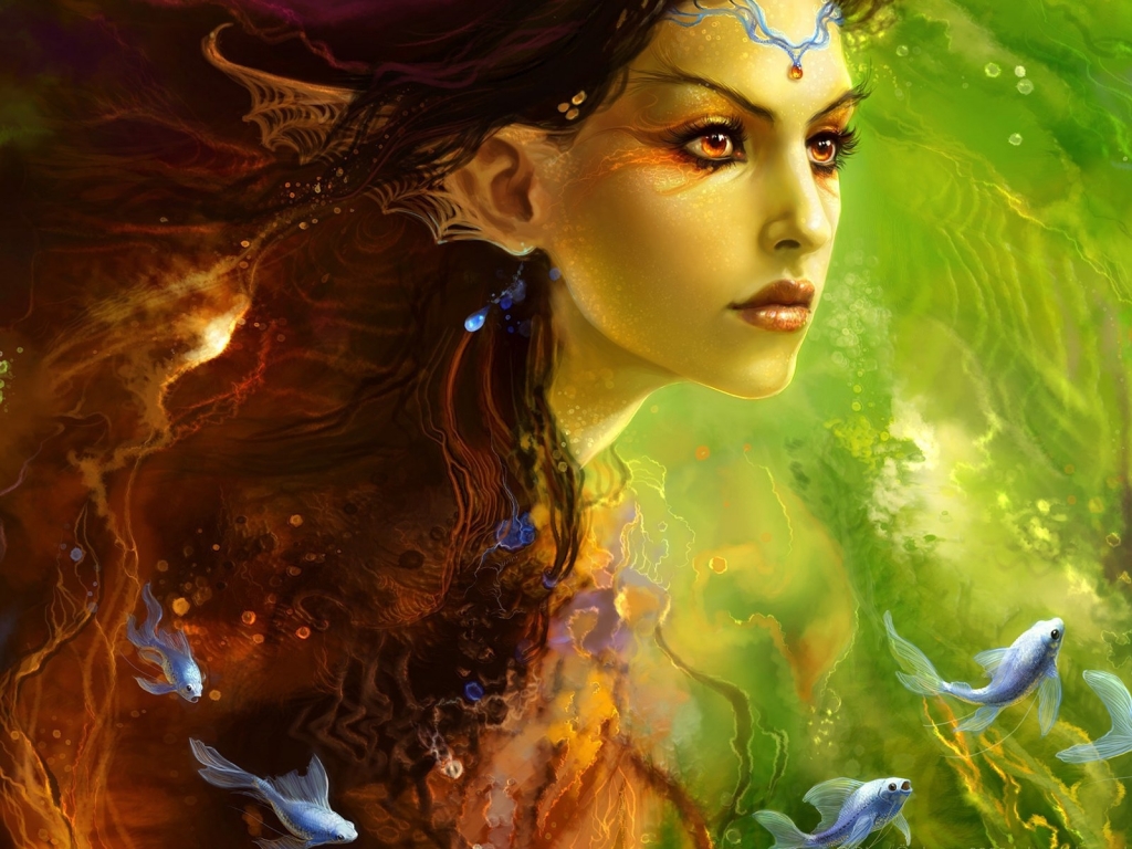 Fantasy Girl Siren Princess for 1024 x 768 resolution
