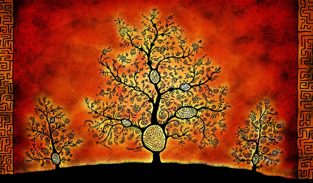 Fantasy Tree Drawing for 1024 x 600 widescreen resolution