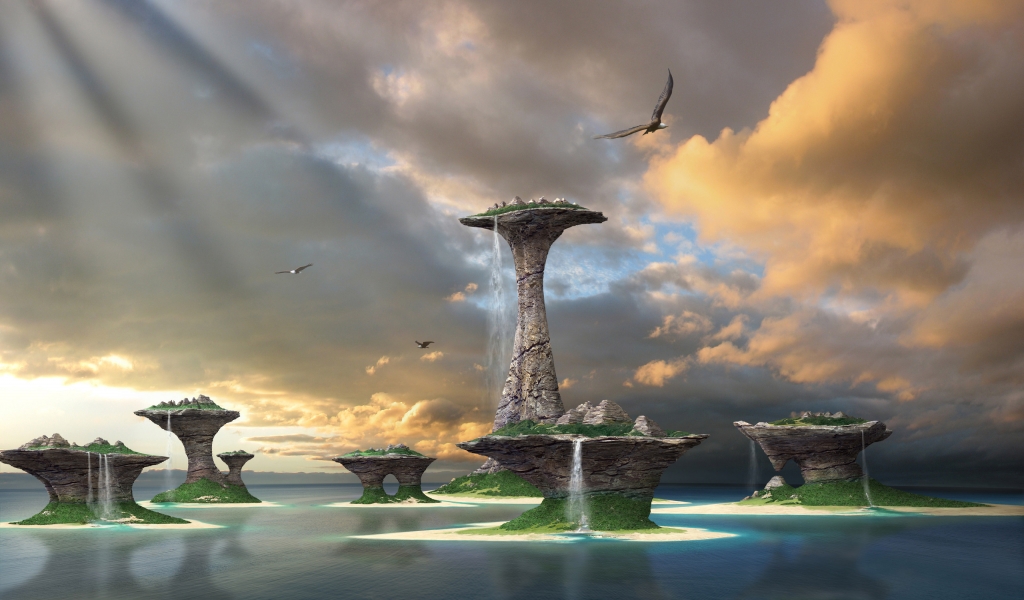 Fantasy Waterfalls for 1024 x 600 widescreen resolution