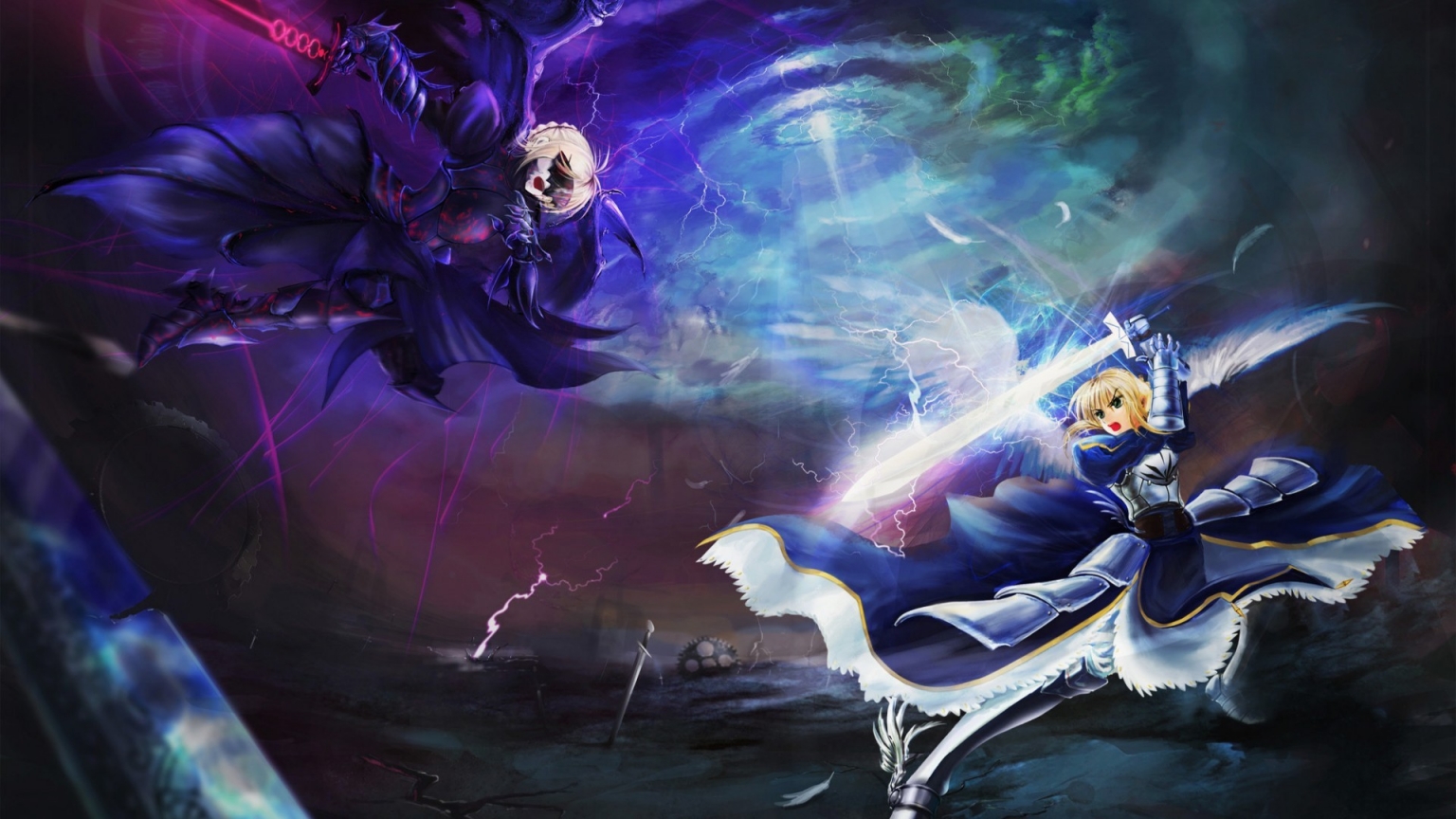 Fate Stay Night Fight for 1536 x 864 HDTV resolution