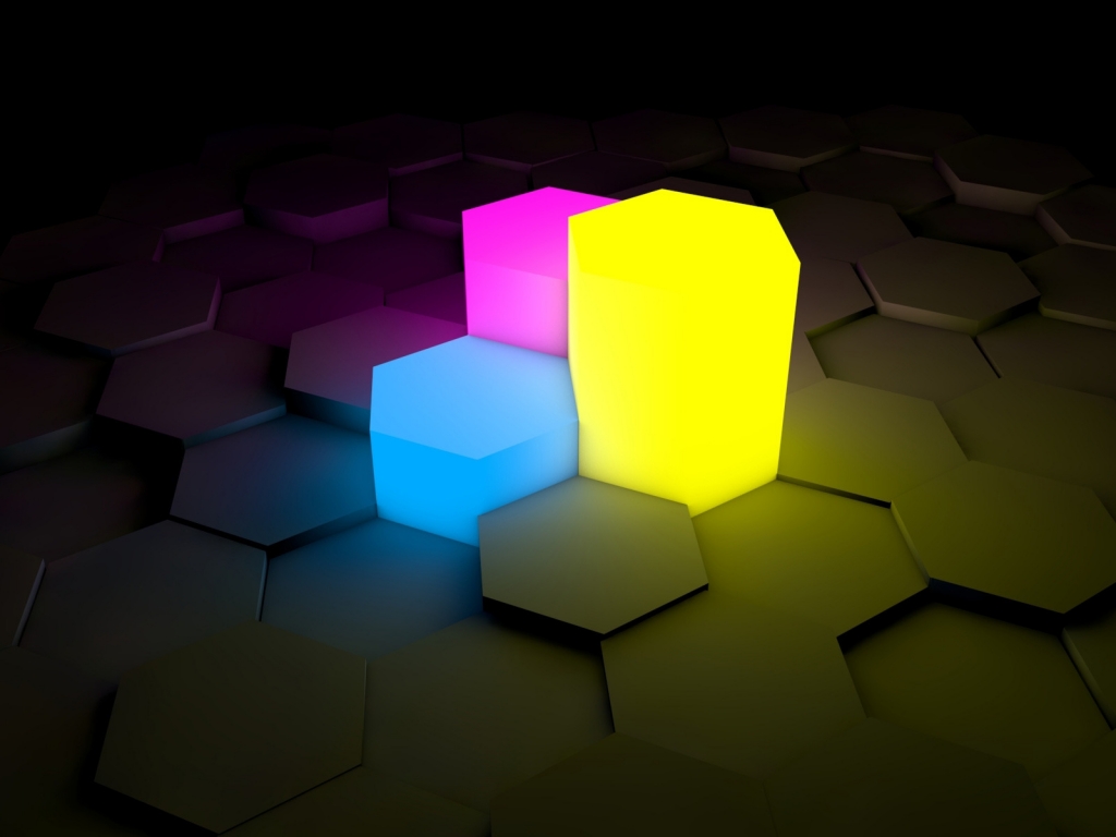 Figurines Lights on Neon Surface for 1024 x 768 resolution