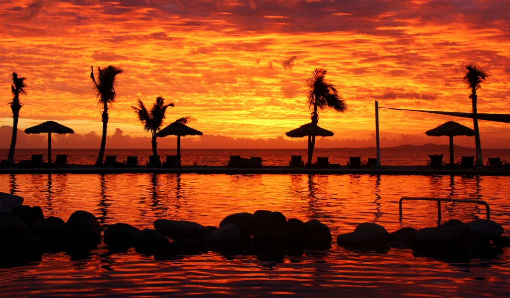 Fijian Sunset for 1024 x 600 widescreen resolution