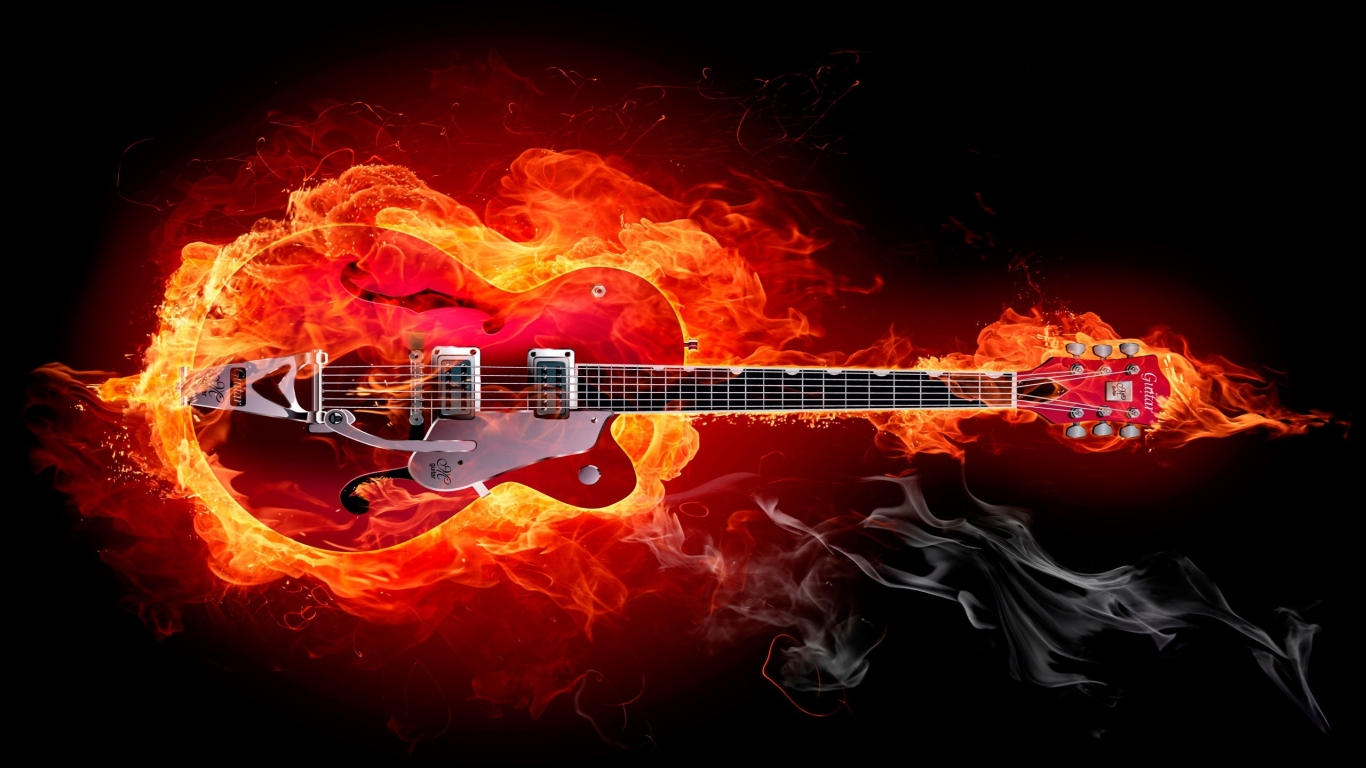 Fire Guitar for 1366 x 768 HDTV resolution