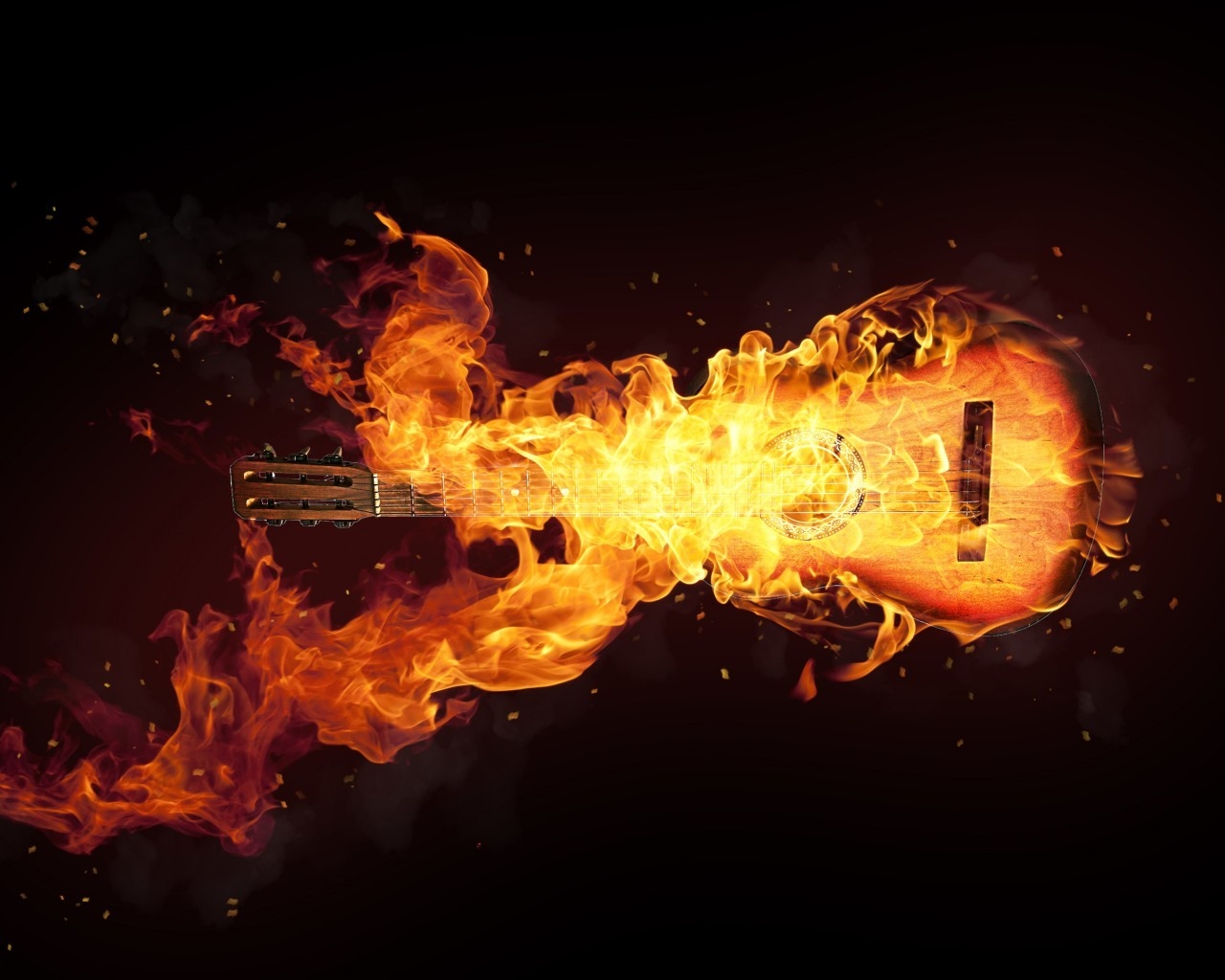 Fire Guitar Art for 1280 x 1024 resolution