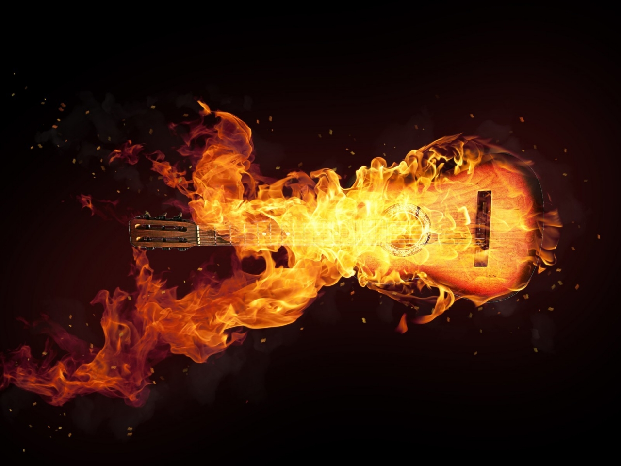 Fire Guitar Art for 1280 x 960 resolution