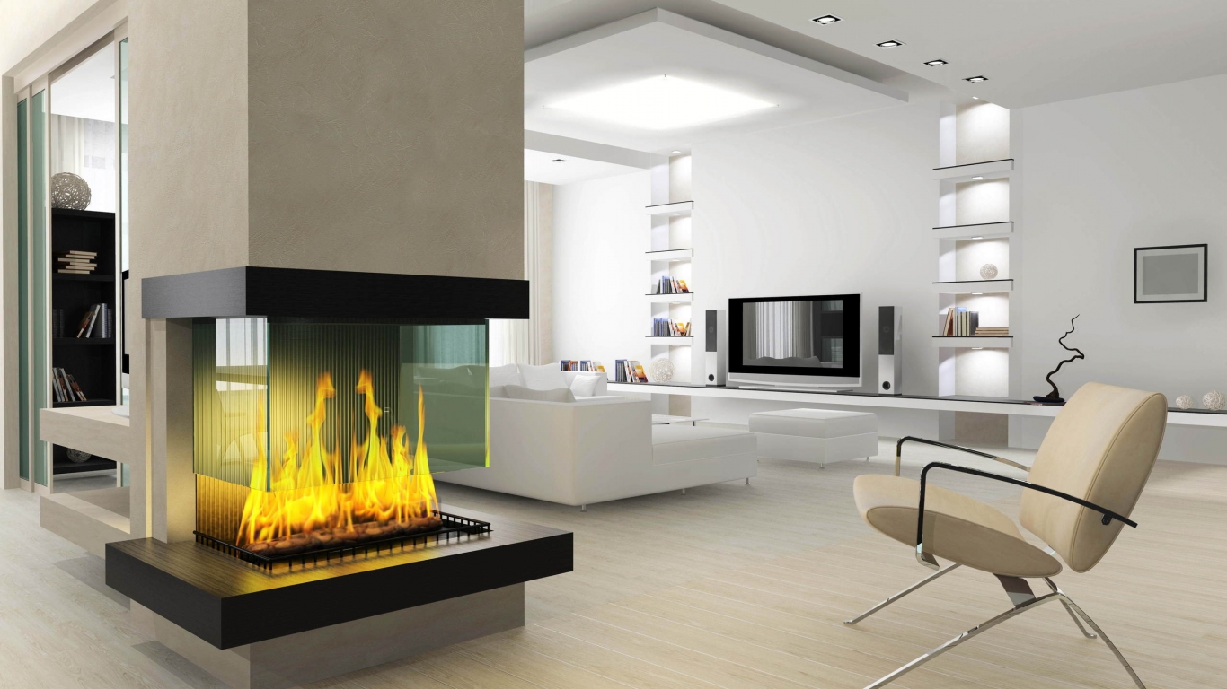 Fireplace for 1366 x 768 HDTV resolution