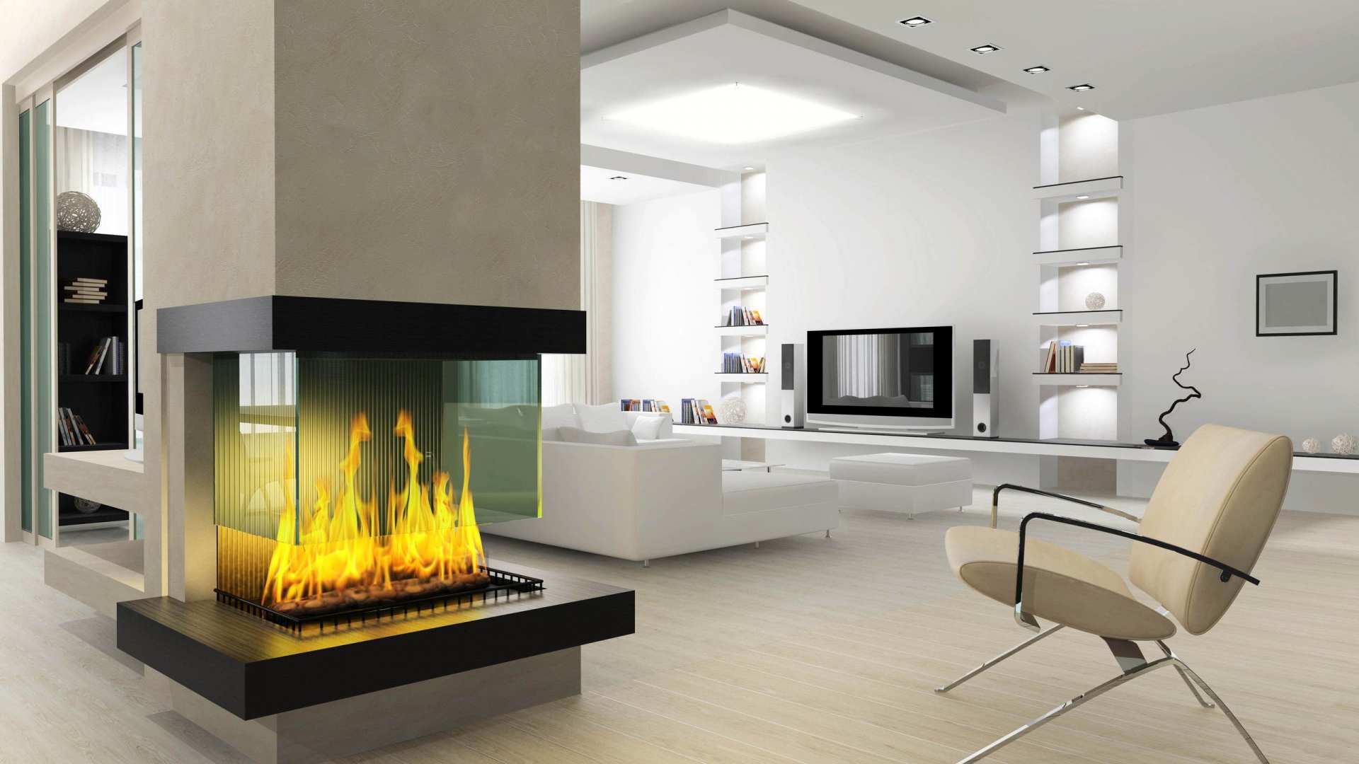Fireplace for 1920 x 1080 HDTV 1080p resolution