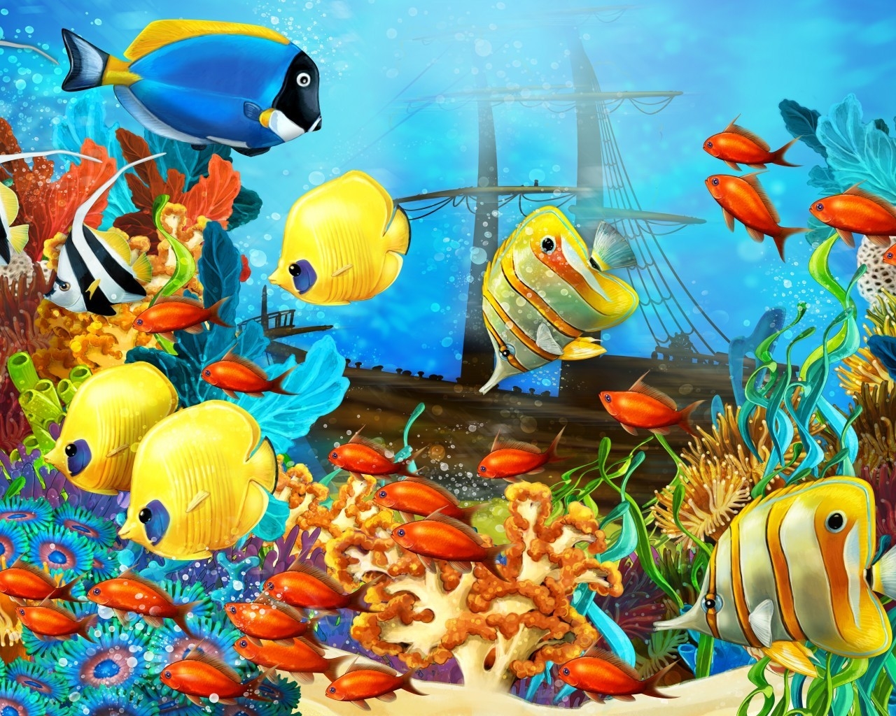 Fish World Painting for 1280 x 1024 resolution
