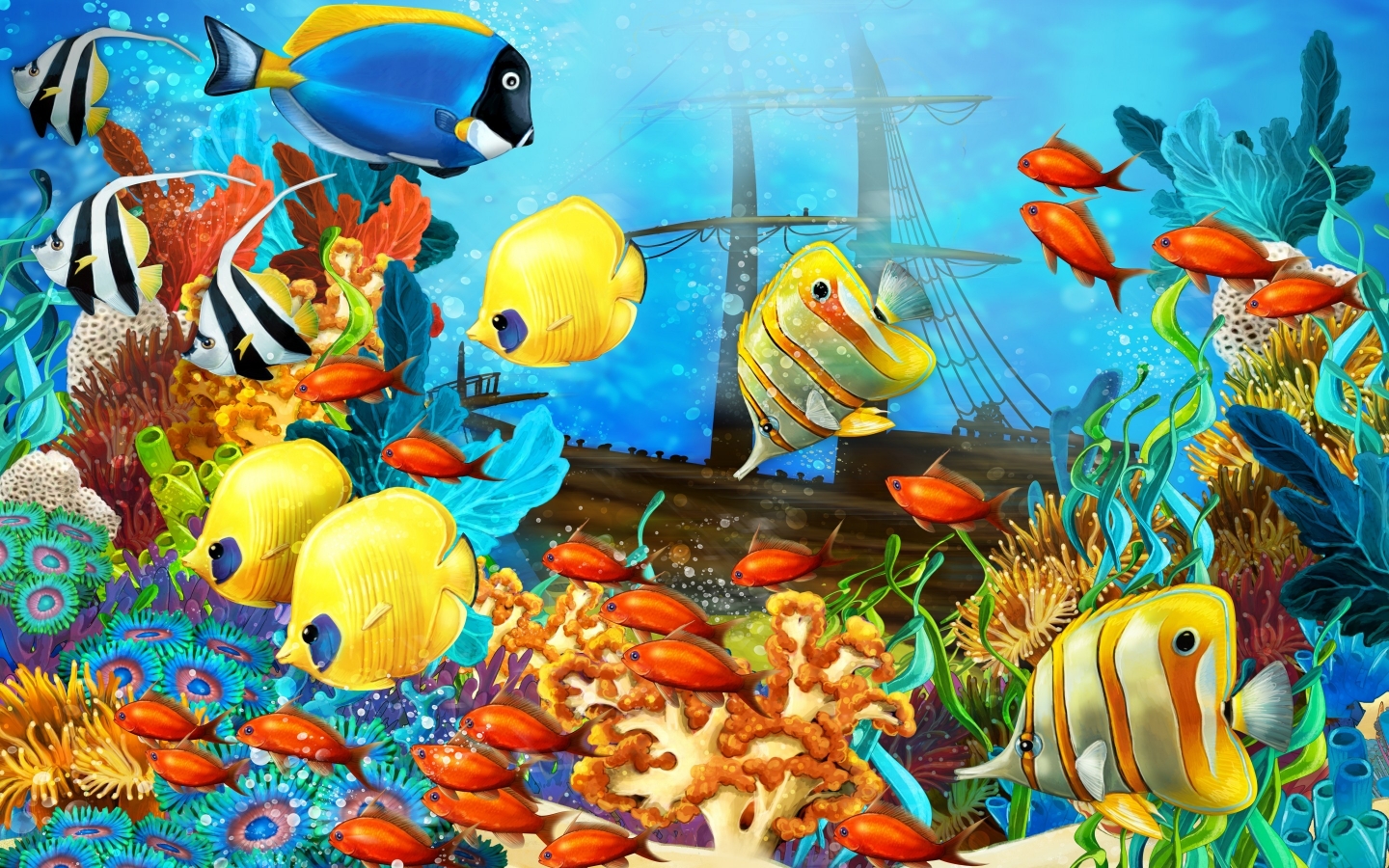 Fish World Painting for 1440 x 900 widescreen resolution