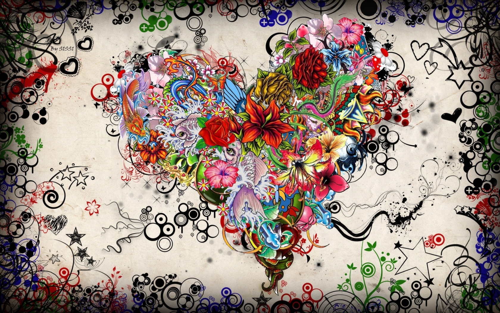Flowers Heart for 1680 x 1050 widescreen resolution
