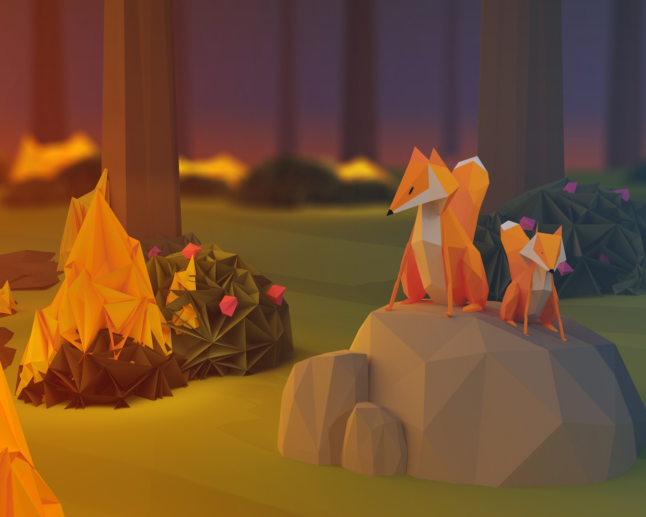 Fox Stone Fire Paper for 1280 x 1024 resolution