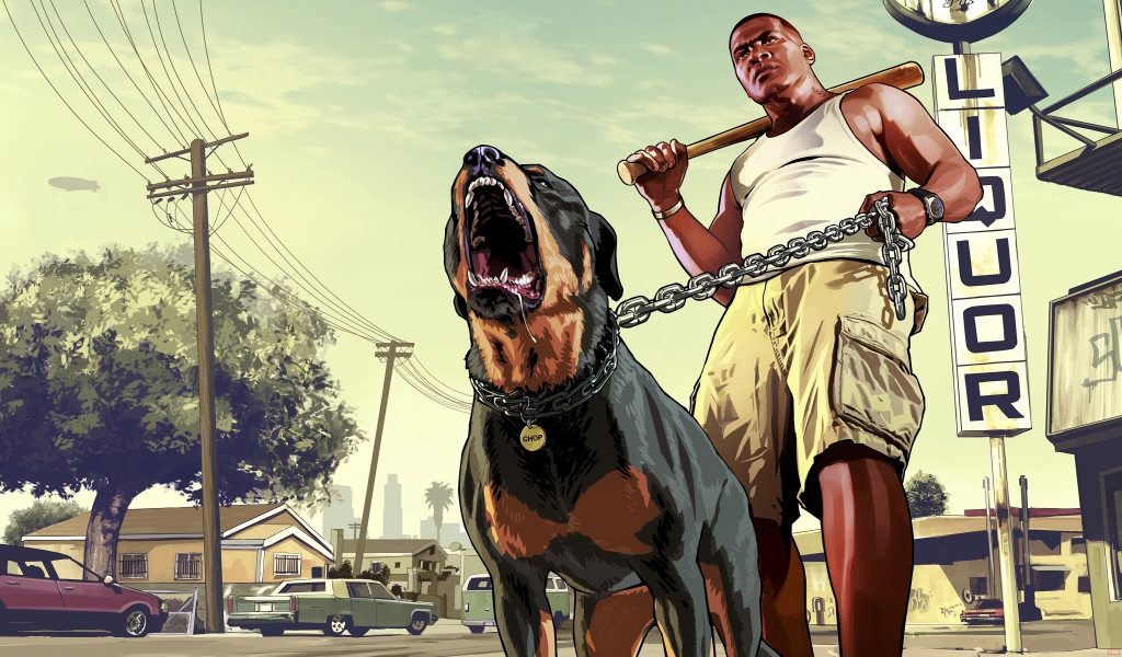 Franklin with his Dog GTA 5 for 1024 x 600 widescreen resolution