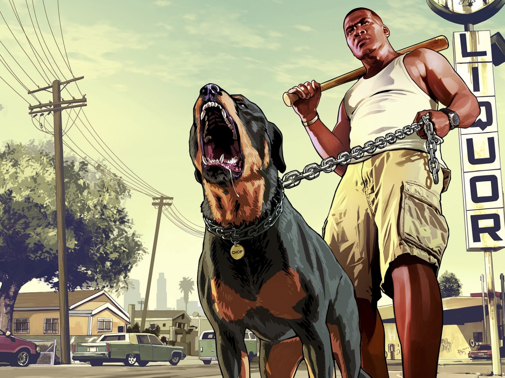 Franklin with his Dog GTA 5 for 1024 x 768 resolution