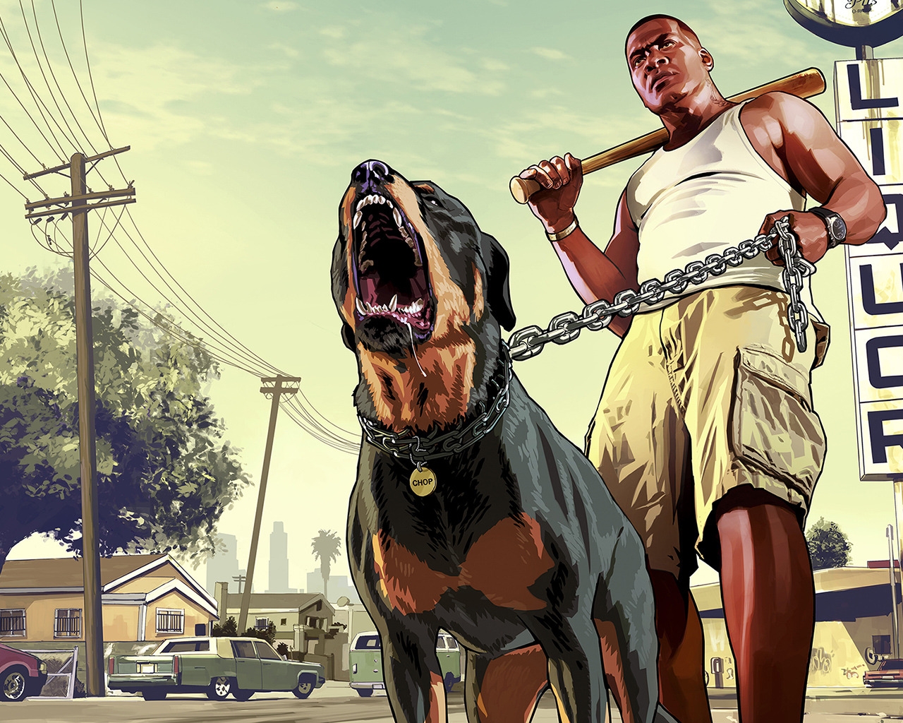 Franklin with his Dog GTA 5 for 1280 x 1024 resolution