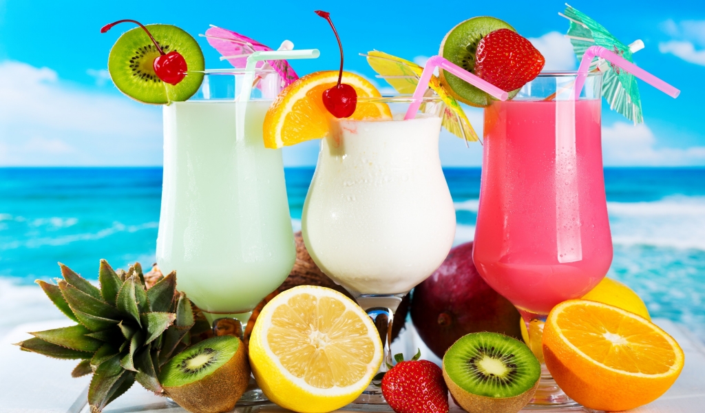 Fresh Summer Cocktails for 1024 x 600 widescreen resolution