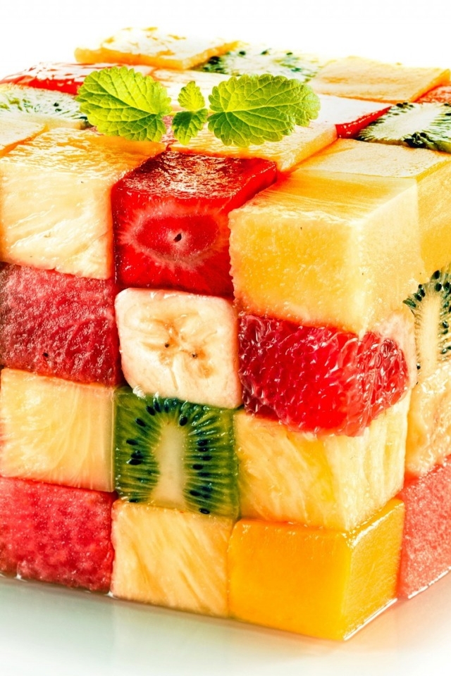 Fruit Salad Cube for 640 x 960 iPhone 4 resolution