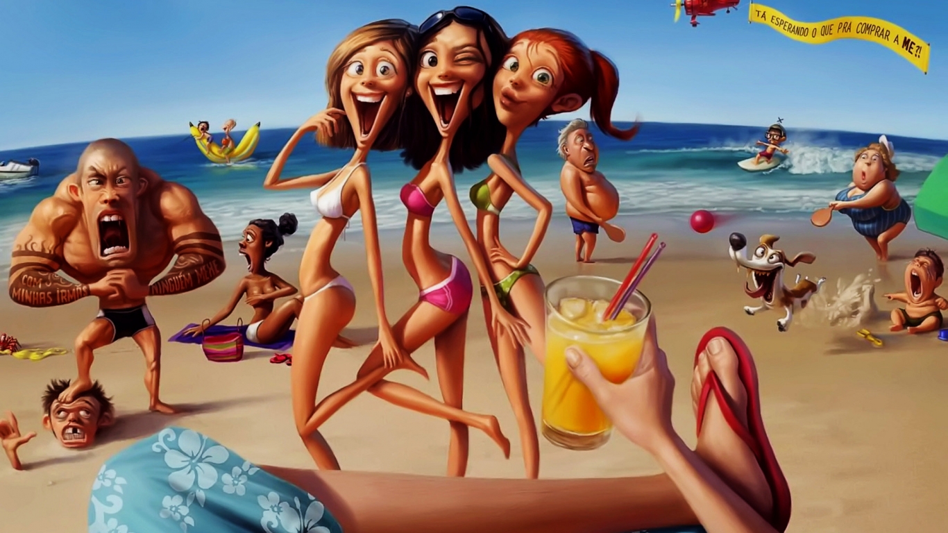 Funny Cartoon Poster for 1366 x 768 HDTV resolution