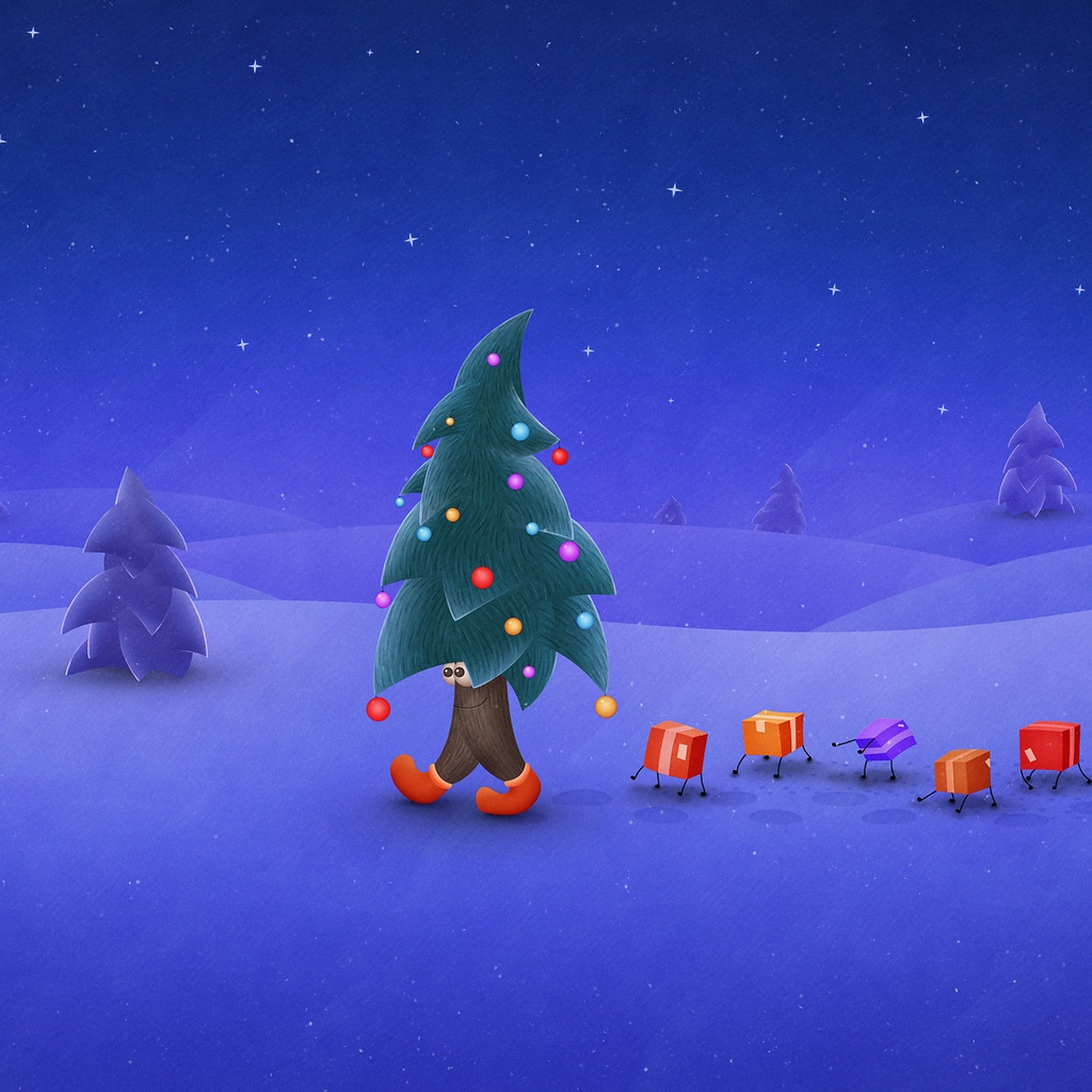 Funny Christmas Tree for 1024 x 1024 iPad resolution