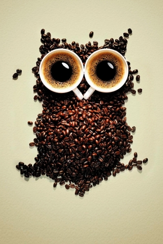 Funny Coffee Owl for 320 x 480 iPhone resolution