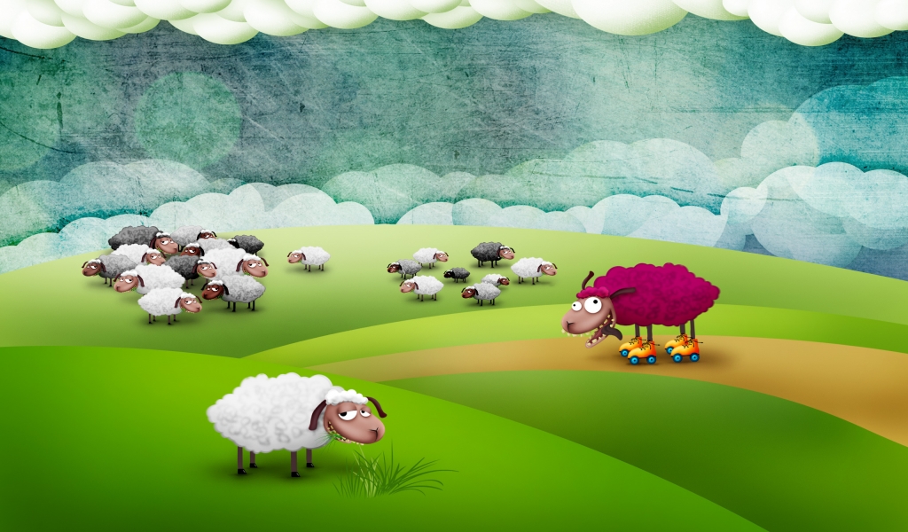 Funny Sheep for 1024 x 600 widescreen resolution