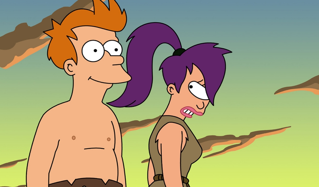 Futurama Fry and Leela for 1024 x 600 widescreen resolution