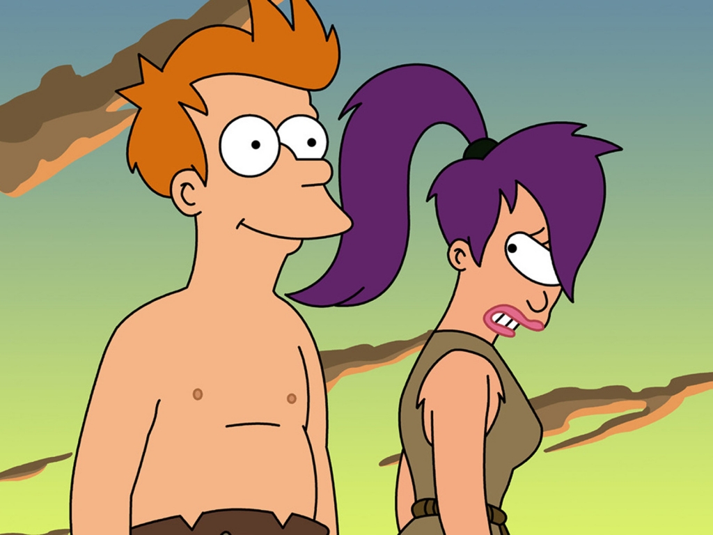 Futurama Fry and Leela for 1024 x 768 resolution