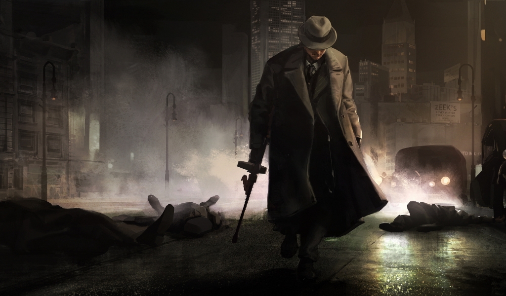 Gangster painting for 1024 x 600 widescreen resolution