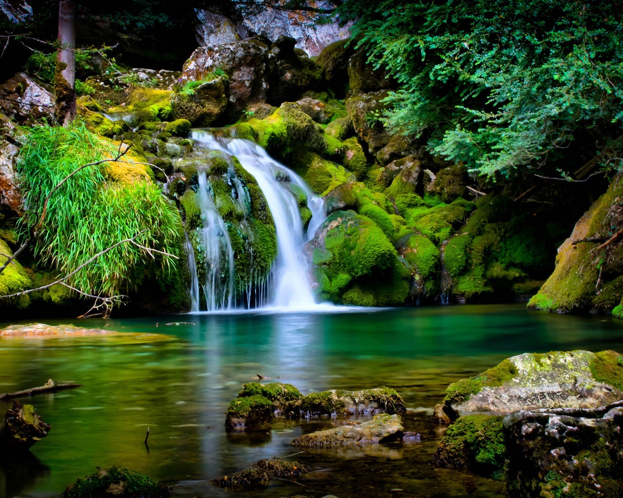 Garden Waterfall for 1280 x 1024 resolution