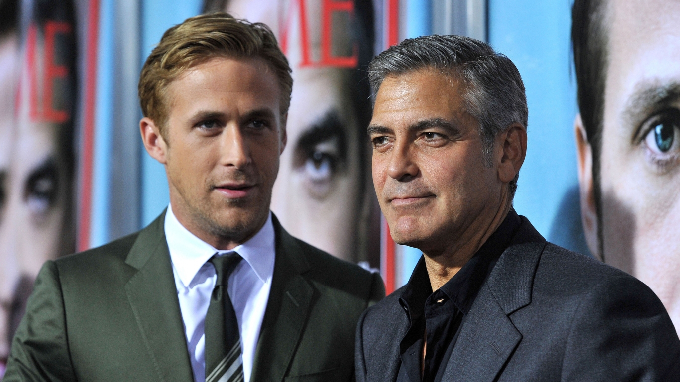 George Clooney and Ryan Gosling for 1366 x 768 HDTV resolution