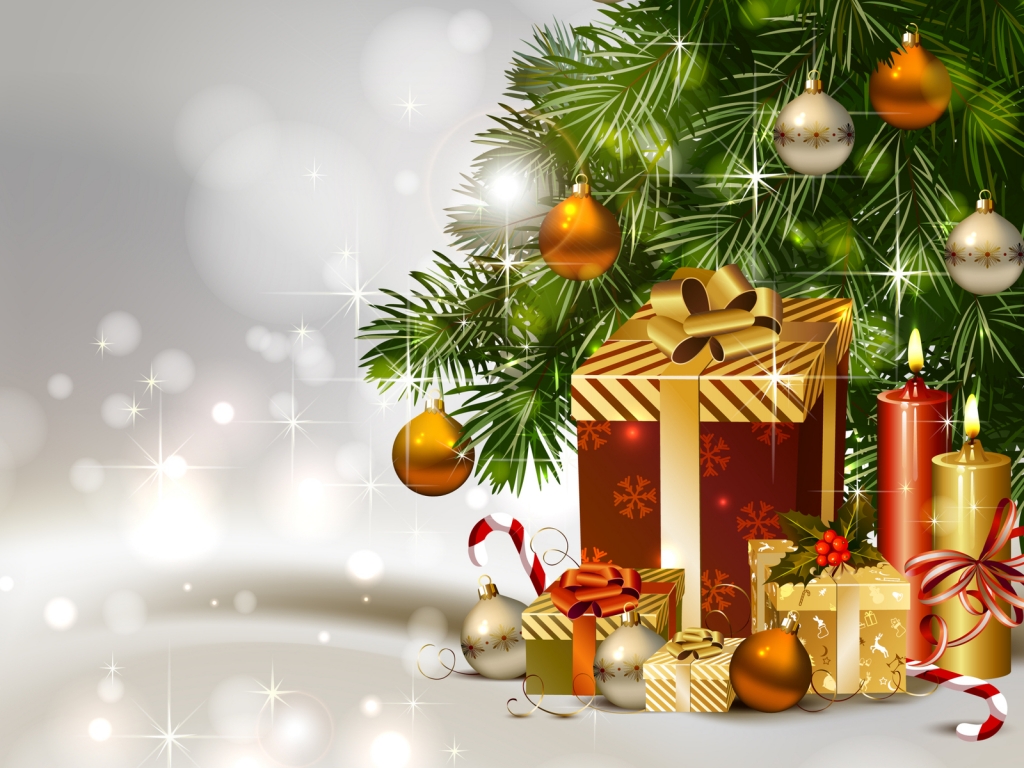Gifts Under Christmas Tree for 1024 x 768 resolution