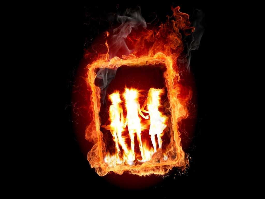 Girl Frame in Fire for 1024 x 768 resolution